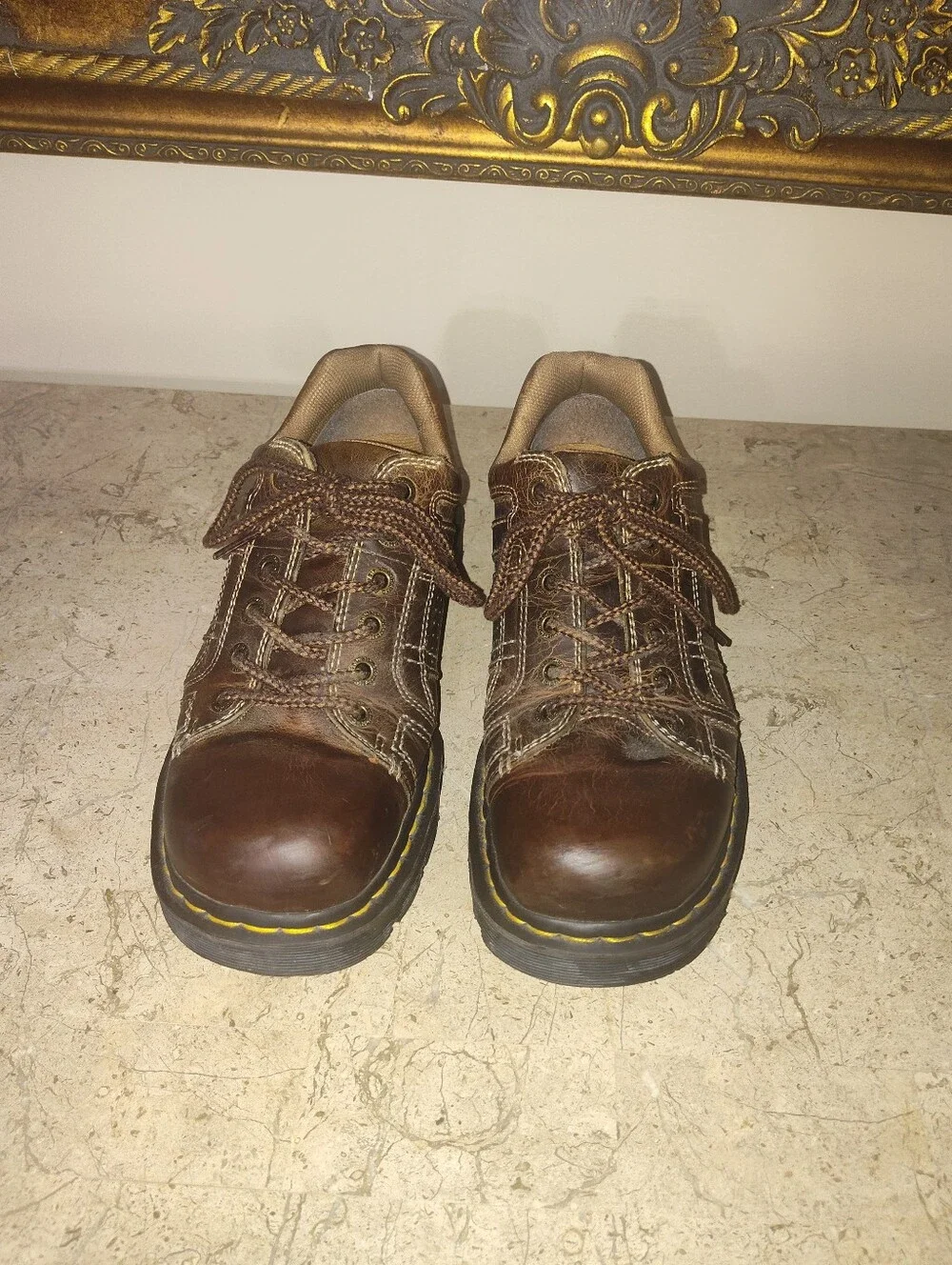 Dr Martens EVERETTE AW004  Men's Brown Leather Shoes - Durable Casual Lace-Up